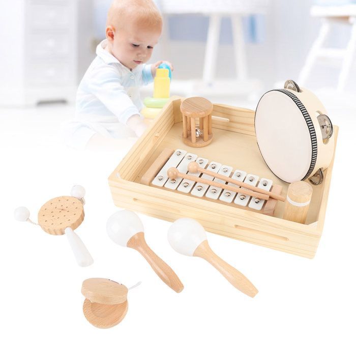 SALALIS Strumento musicale per bambini, strumento musicale in legno per bambini, set di percussioni giocattolo, giochi da tavolo