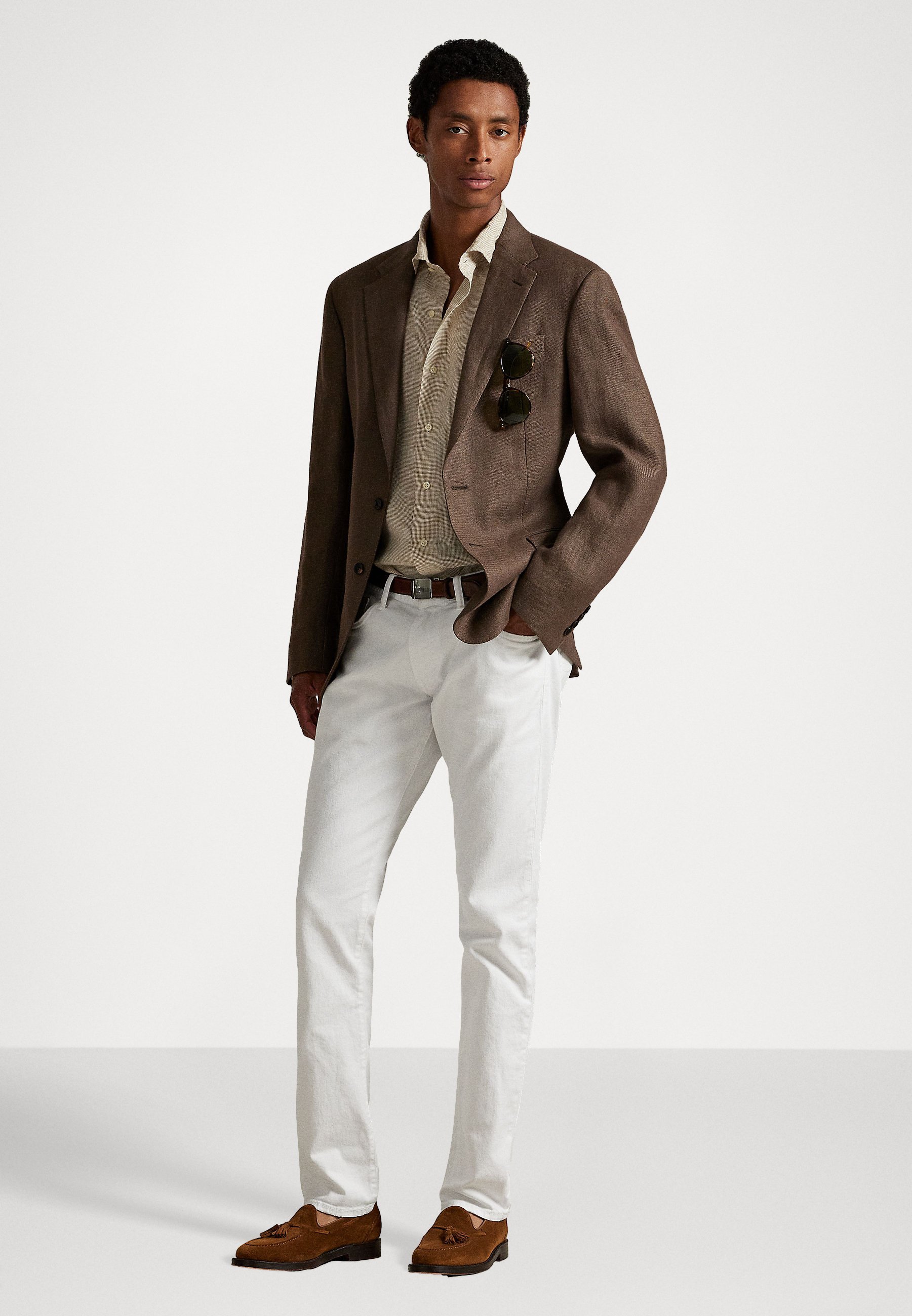 Polo Ralph Lauren Leinenhemd mit individueller Passform – Hemd – Küstenbeige/Weiß