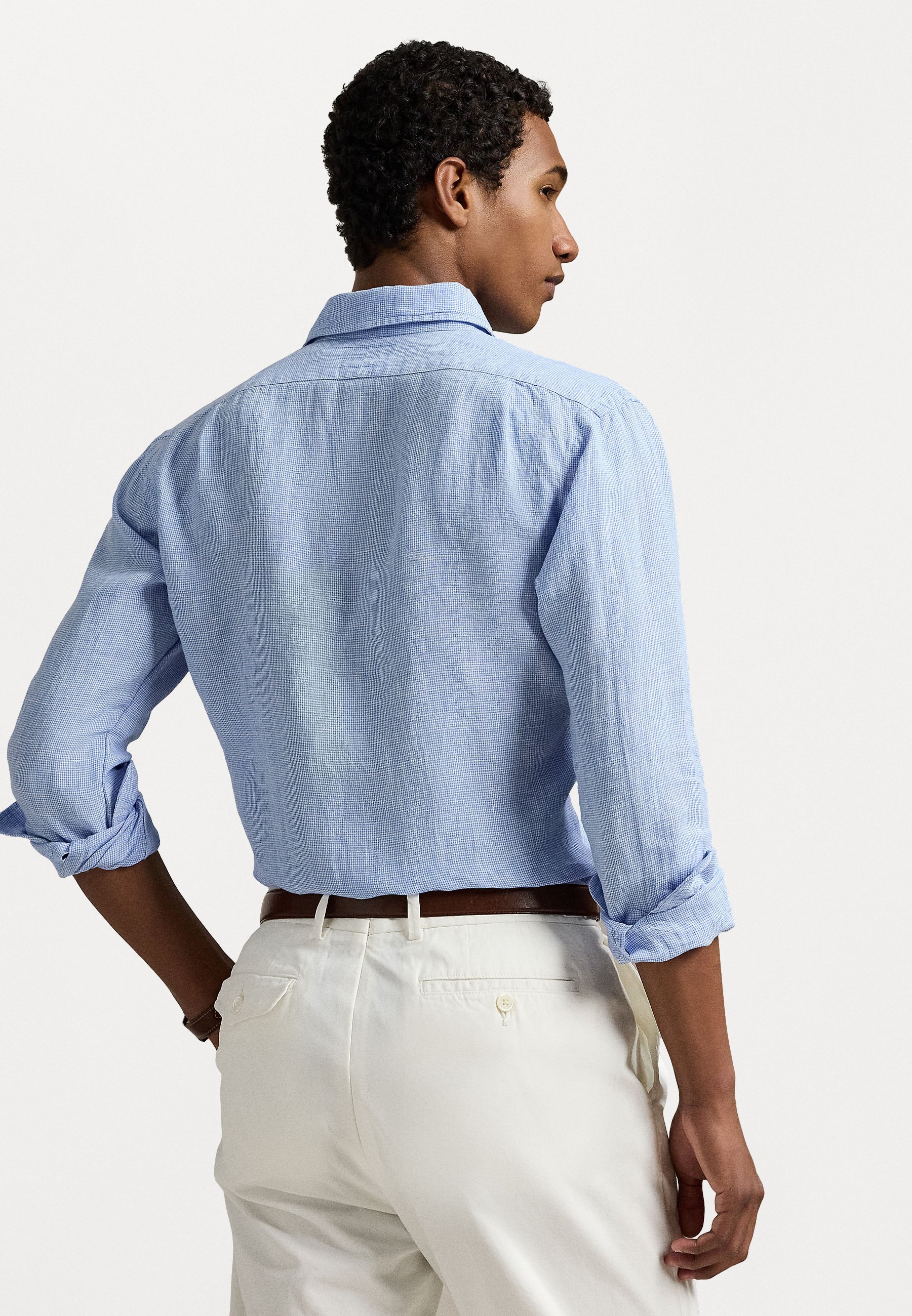 Chemise en lin coupe personnalisée Polo Ralph Lauren - Bleu cabana/blanc