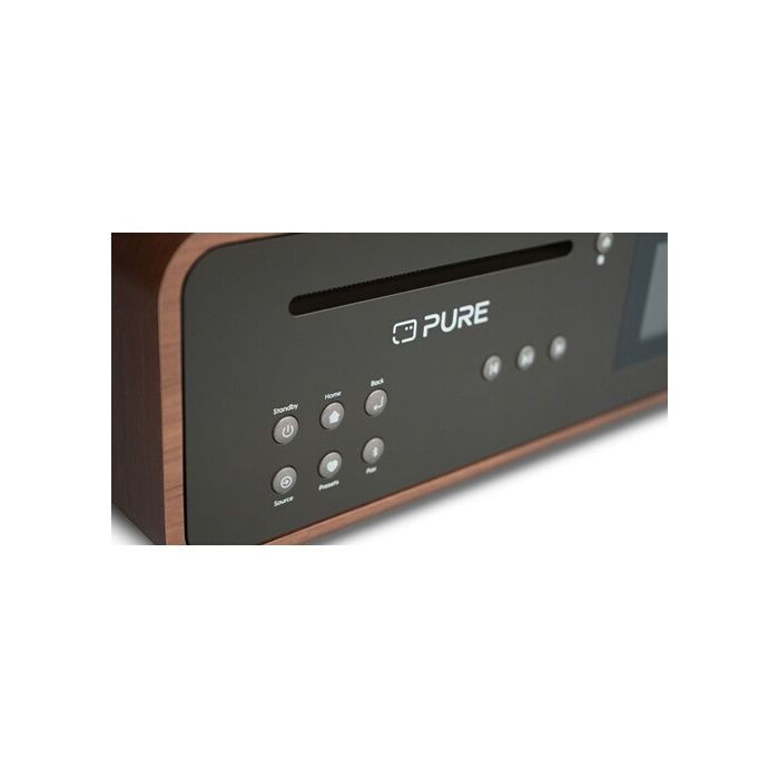 Klassieke stereo-installatie in koffiezwart/walnoot EU/VK DAB, DAB+, FM, internetradio, cd-speler, MP3-audioformaten, Bluetooth 5.2, Wi-Fi, 1x