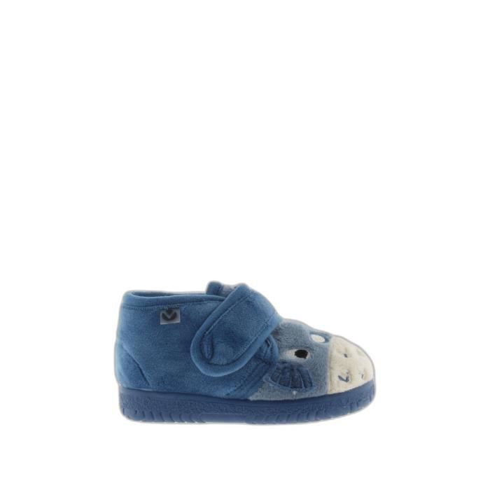 Victoria chaussons bébé bleu imprimé animal - pantoufles d'intérieur taille 20, fermeture scratch