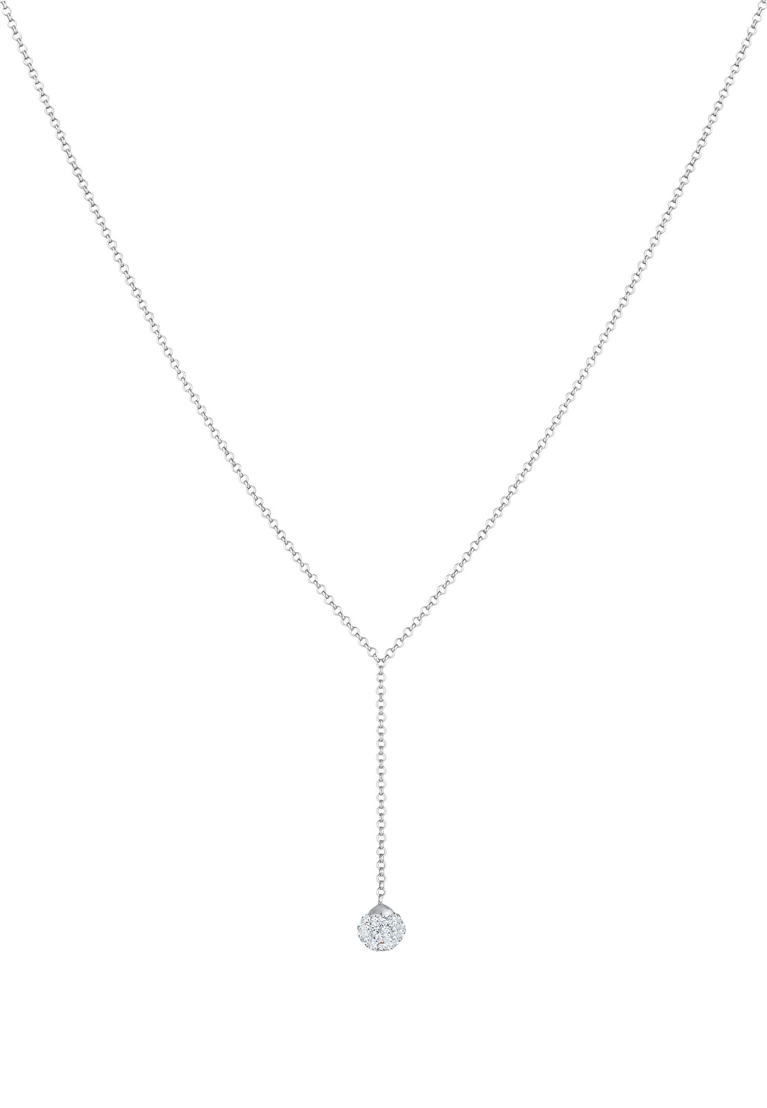 Elli Femmes Chaîne en Y Boule avec Cristaux en Argent Sterling 925
