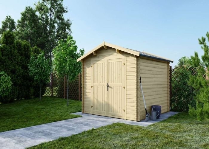 Houten tuinschuur - 9m² - 3x3m - 28mm dik - Kleur: naturel - DOM531