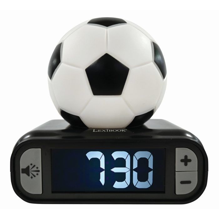 Reloj despertador con luz nocturna, diseño de fútbol en 3D