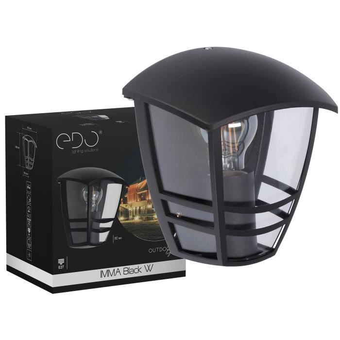 Aplique de pared exterior - EDO - IMMA BLACK W E27 negro IP44 - Aluminio - Eléctrico - IP44