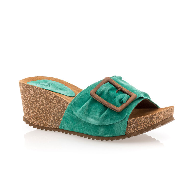 Grønne sandaler / sko med åpen tå til dame