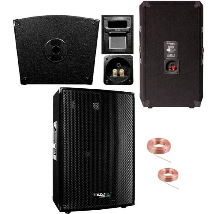 Total Ibiza Sound 2160W PA System Package: 2 x 600W Speakers - 2 x 480W Fan-Assisted Amplifier - Mixer - Cabling - Ideal for Bars and Party Venues