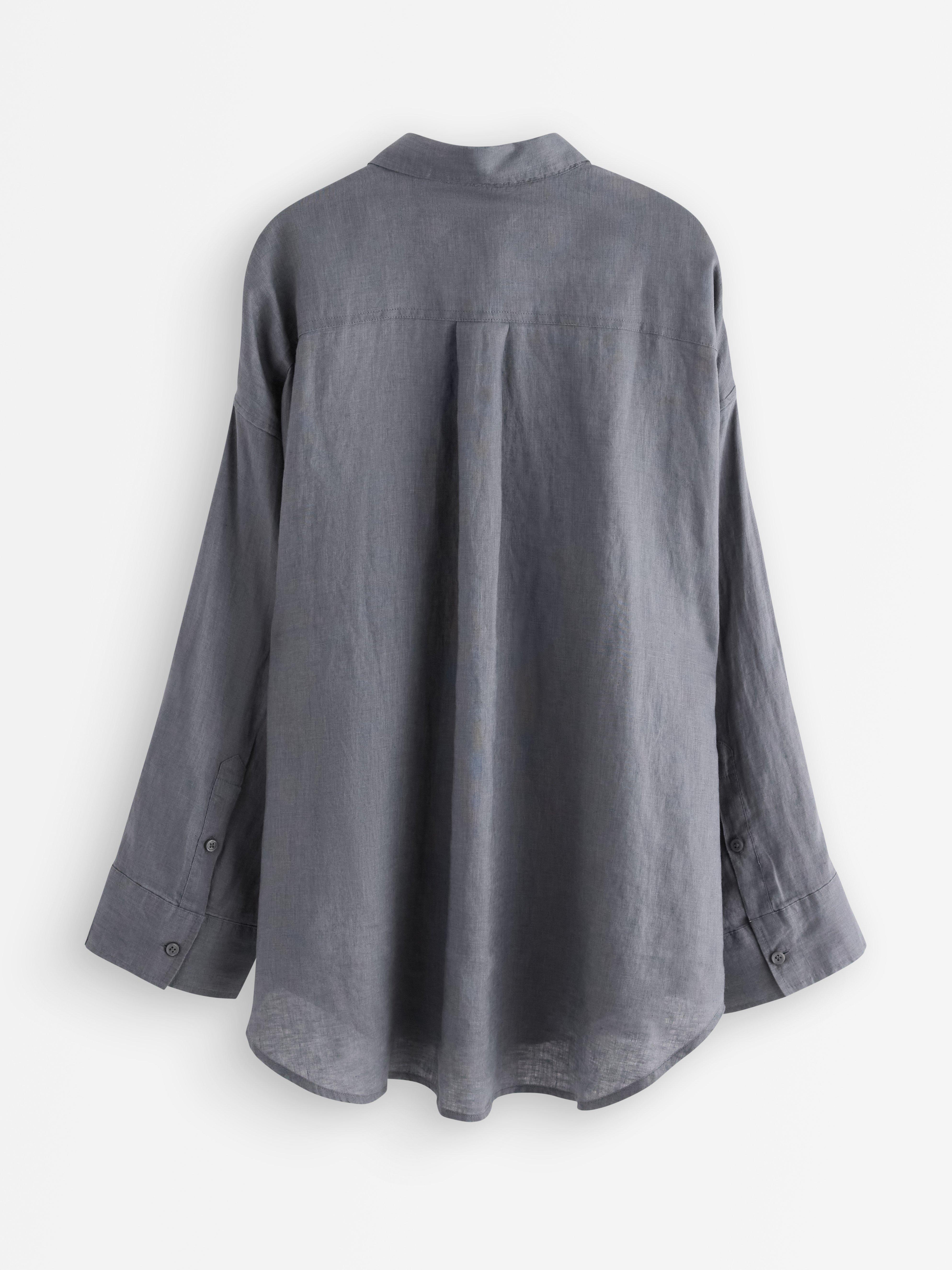 Camisa oversized em linho cinza