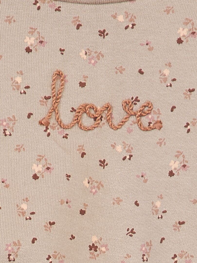 Bedrukte sweater met geborduurde letters - ROZE
