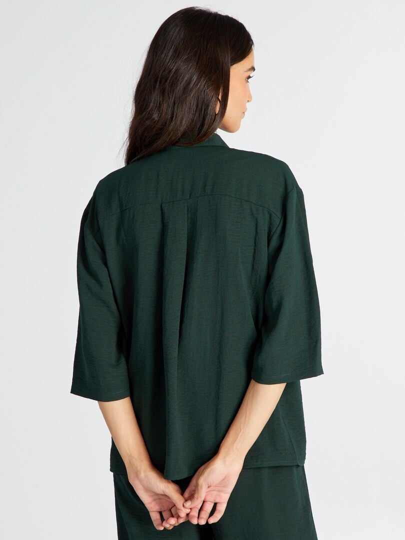 Blusa 'JDY' com mangas 3/4 e frente ampla - VERDE