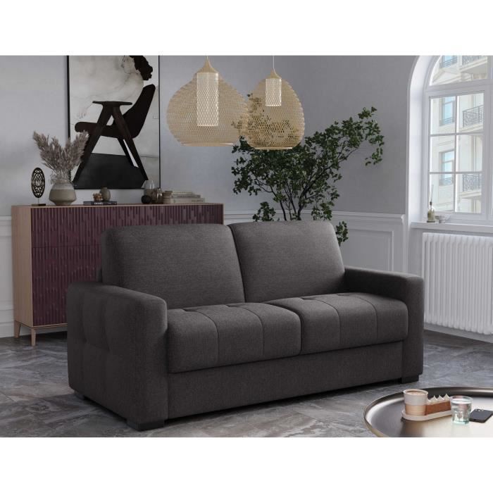 Express convertible sofa - 3-seater - EUREKA - Como 22 Graphite fabric - 200 x 102 x 95 cm
