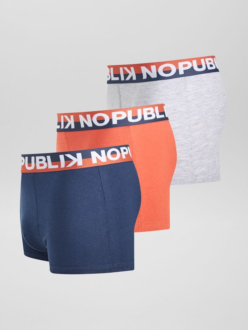 Conjunto de 3 calzoncillos bóxer 'No Publik' - AZUL