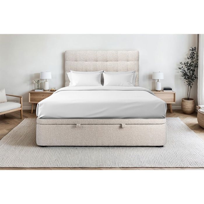 Lit coffre - Prestige - Bouclette Beige - 200x200cm - Hauteur totale 39cm