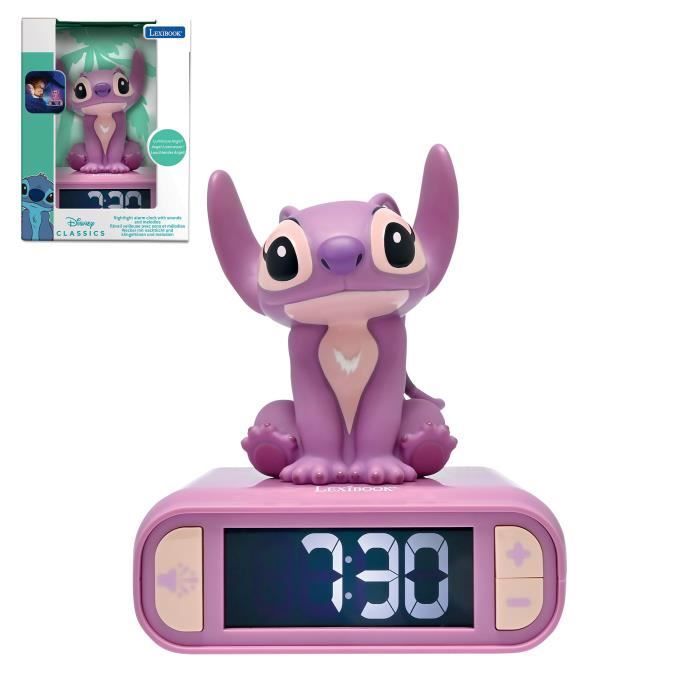LEXIBOOK - Reloj despertador con luz nocturna de ángel - Sonidos y melodías, pantalla LCD retroiluminada y brillante - Rosa