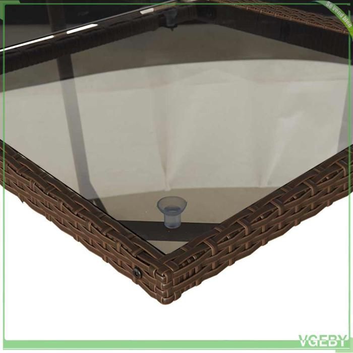 Conjunto de mesa y sillas de jardín - Modelo 7291712415418 - Poliratán - Cristal templado - Cojines extraíbles