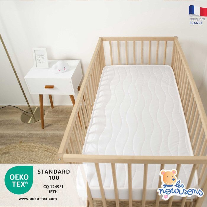 Les Noursons - Matelas Bébé / Enfant Climatisé 70x140 cm - Réversible - 1 face Été / 1 face Hiver - OekoTex® - Fabrication Française