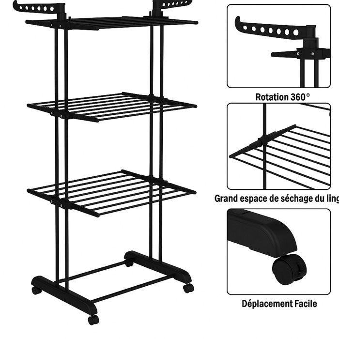 Clothes drying racks - LAUNDRY PROMO - Plastic - 120x170 cm - Black