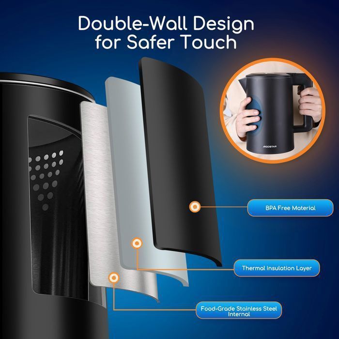 Aigostar slimme waterkoker 1,7 liter met cool touch-functie, instelbare temperatuur, compatibel met Alexa en Google Home, houdt water tot wel 24 uur warm.