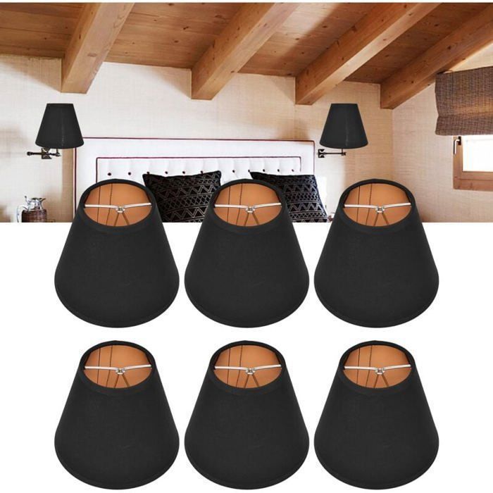 6 paralumi in miniatura neri a clip per lampadario e lampada da comodino, in tessuto, diametro 15 cm, design moderno, illuminazione rinnovata