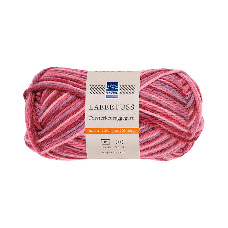 Trysil Labbetuss Garn Wollmischung 60 % Wolle, rosa Mischung