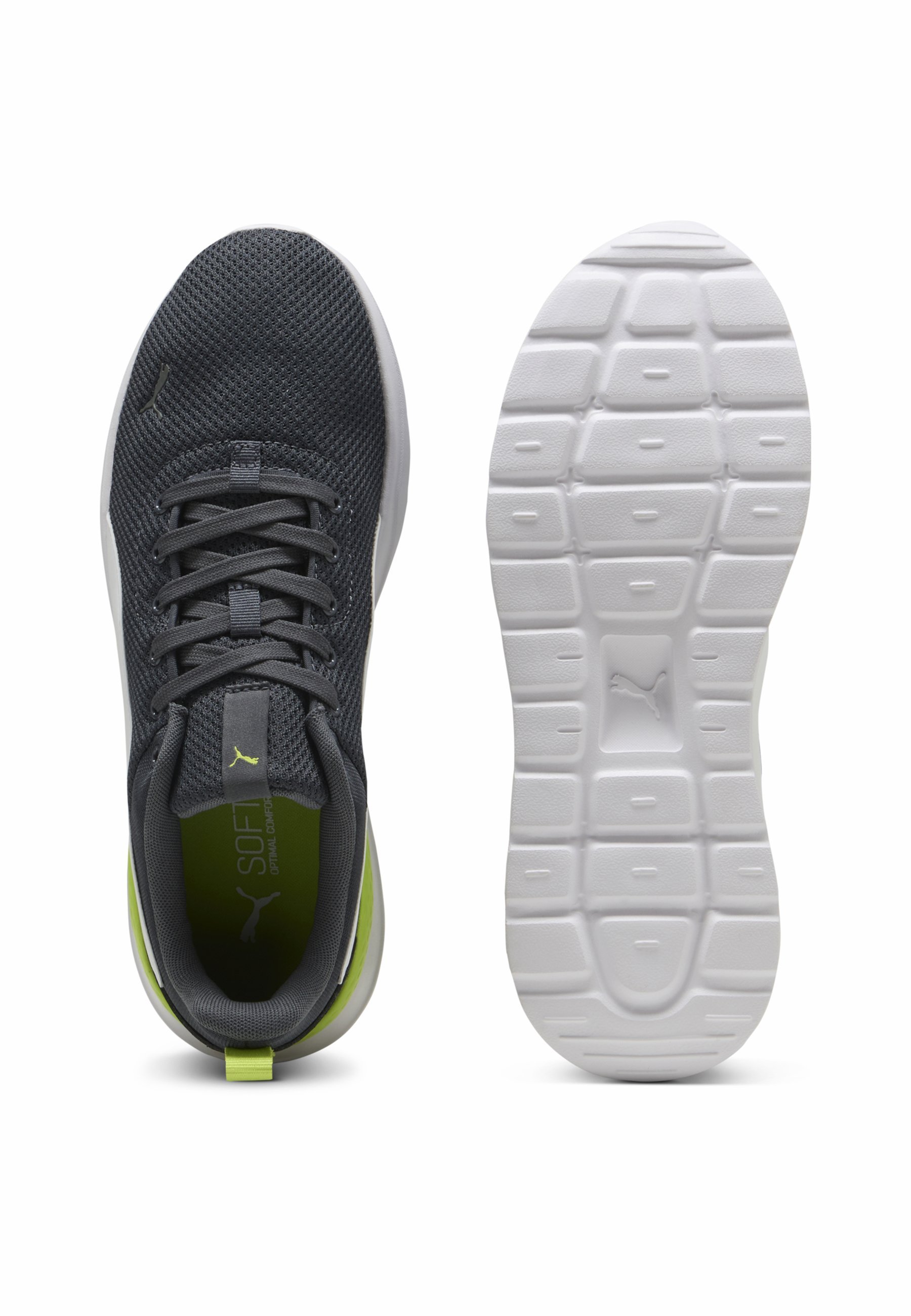 Puma ANZARUN LITE - Hardloopschoenen voor op de weg - sterk grijs wit lime smash