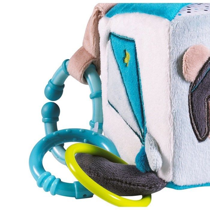 Cubo de actividades de terciopelo azul - Sauthon - Lazare - Anillos de dentición - Para bebés varones a partir de 1 mes de edad