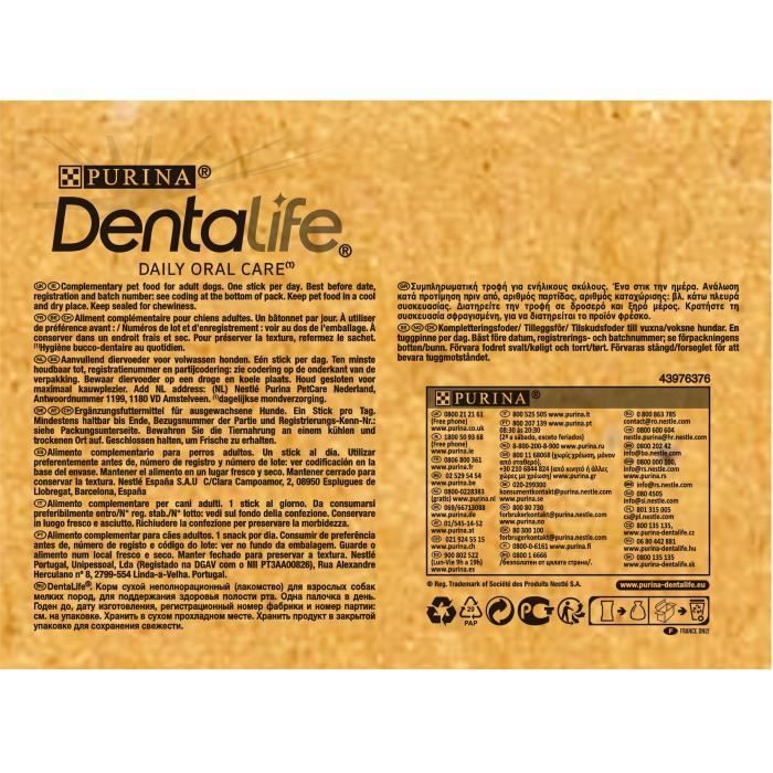 DENTALIFE  Mini - MultiPack - 108 Friandises à mâcher pour chiens de petite taille - 2 X 882g - Hygiène bucco-dentaire au quotidien