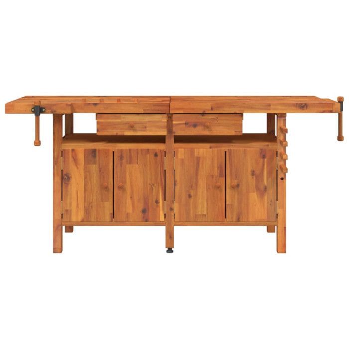 Banco de trabajo vidaXL con cajones y tornillos de banco 192x62x83 cm Madera maciza de acacia 153326