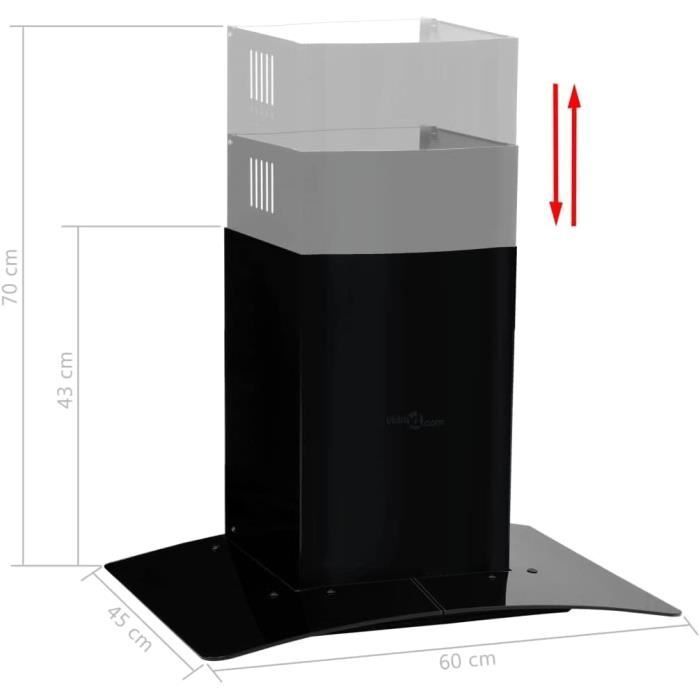 Wandgemonteerde roestvrijstalen LCD-afzuigkap 756 m³/h 60 cm Zwart Decoratieve afzuiging [473]