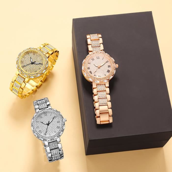 Conjunto de relojes de lujo para mujer - 3 relojes - Diamantes de imitación - Resistente al agua - Cuarzo
