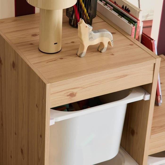 Meuble de rangement enfant escalier 6 bacs de rangement décor bois naturel - Sora