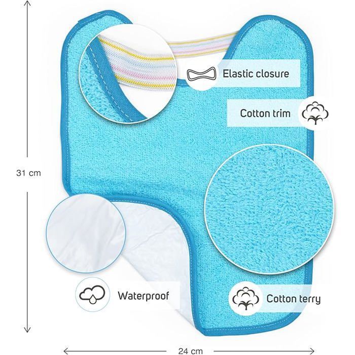 TI-TIN | Lot de 4 bavoirs imperméables pour bébé garçon | Fermeture élastique pour bébés de 6 à 18 mois, 23x28 cm