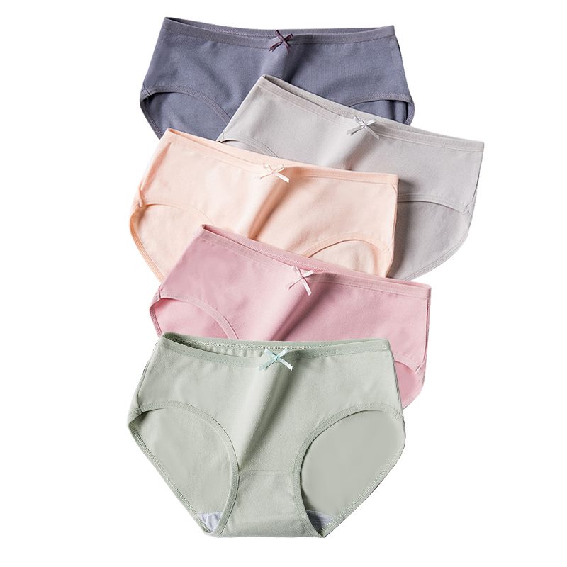 Set di 5 slip da donna in cotone, mutandine con fiocco carino, traspiranti e sexy, lingerie femminile