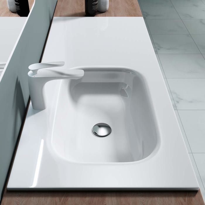 Lavabo empotrado blanco de 100 cm, Doporro Colossum04, 100x48x14 cm