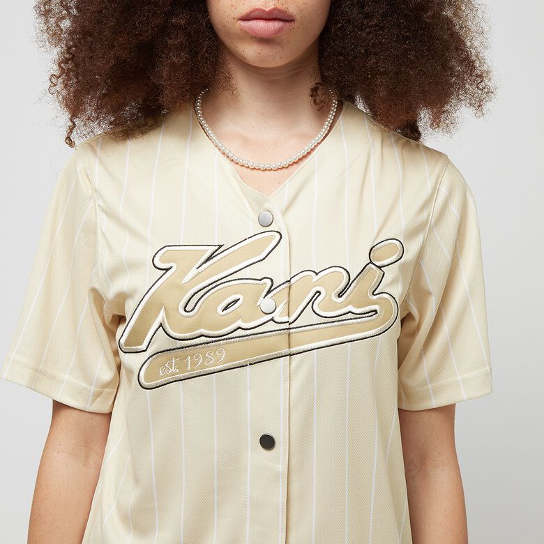 Baseballshirt mit Nadelstreifen im College-Stil