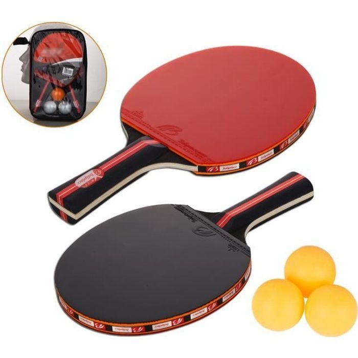 Ping Pong Paddle Set, Table Tennis Set, 2 Poplar Wood Ping Pong Paddles + 3 Balls + 1 Bag