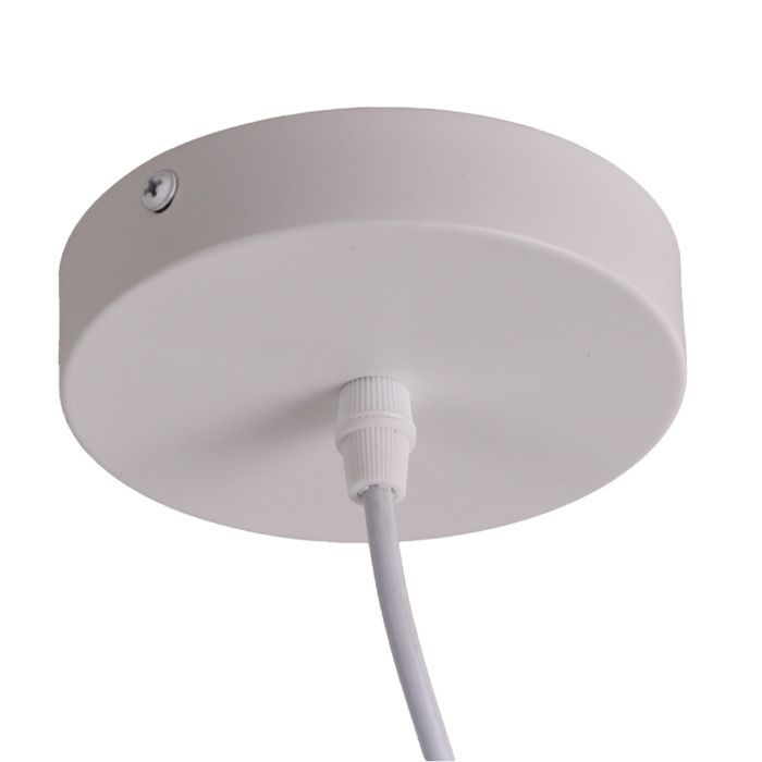Lámpara de techo colgante con pantalla de tela blanca y ratán, Ø 40 cm 