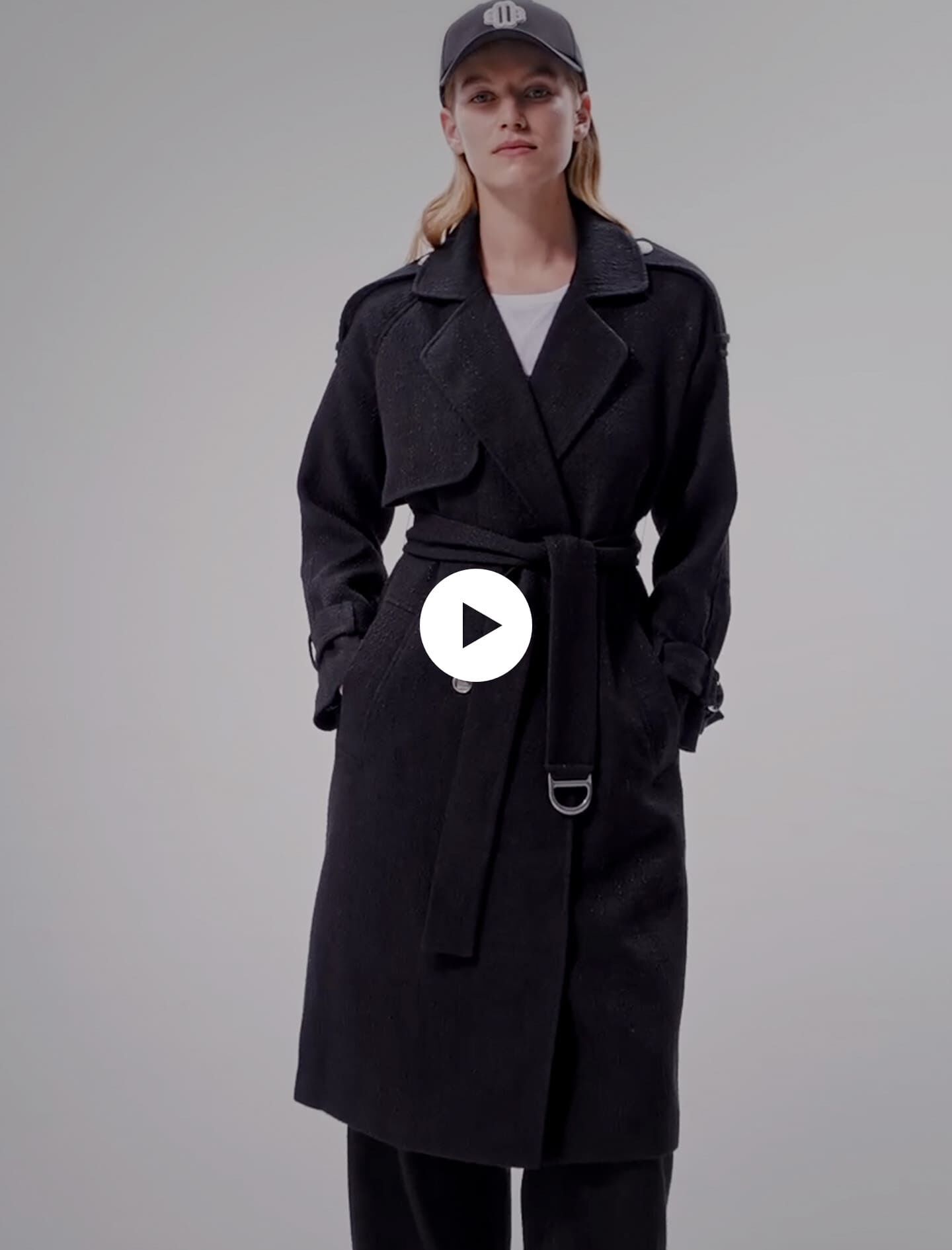 Tweed trenchcoat - Zwart