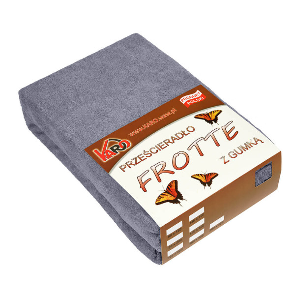 Prześcieradło frotte z gumką 180x200 grafitowe KARO