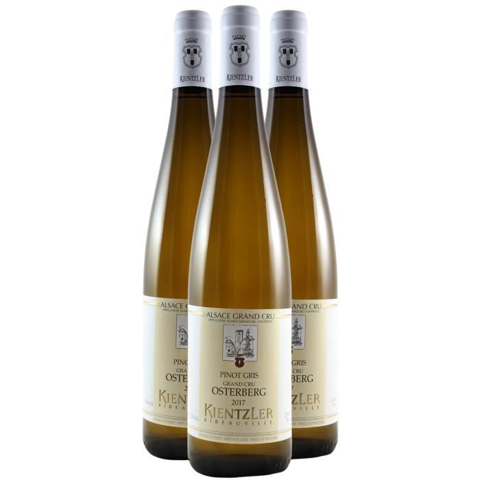 Alsace grand cru Osterberg Pinot Gris Blanc 2017 - Lote de 3 botellas de 75 cl - Domaine Kientzler - AOC Vino blanco de Alsacia