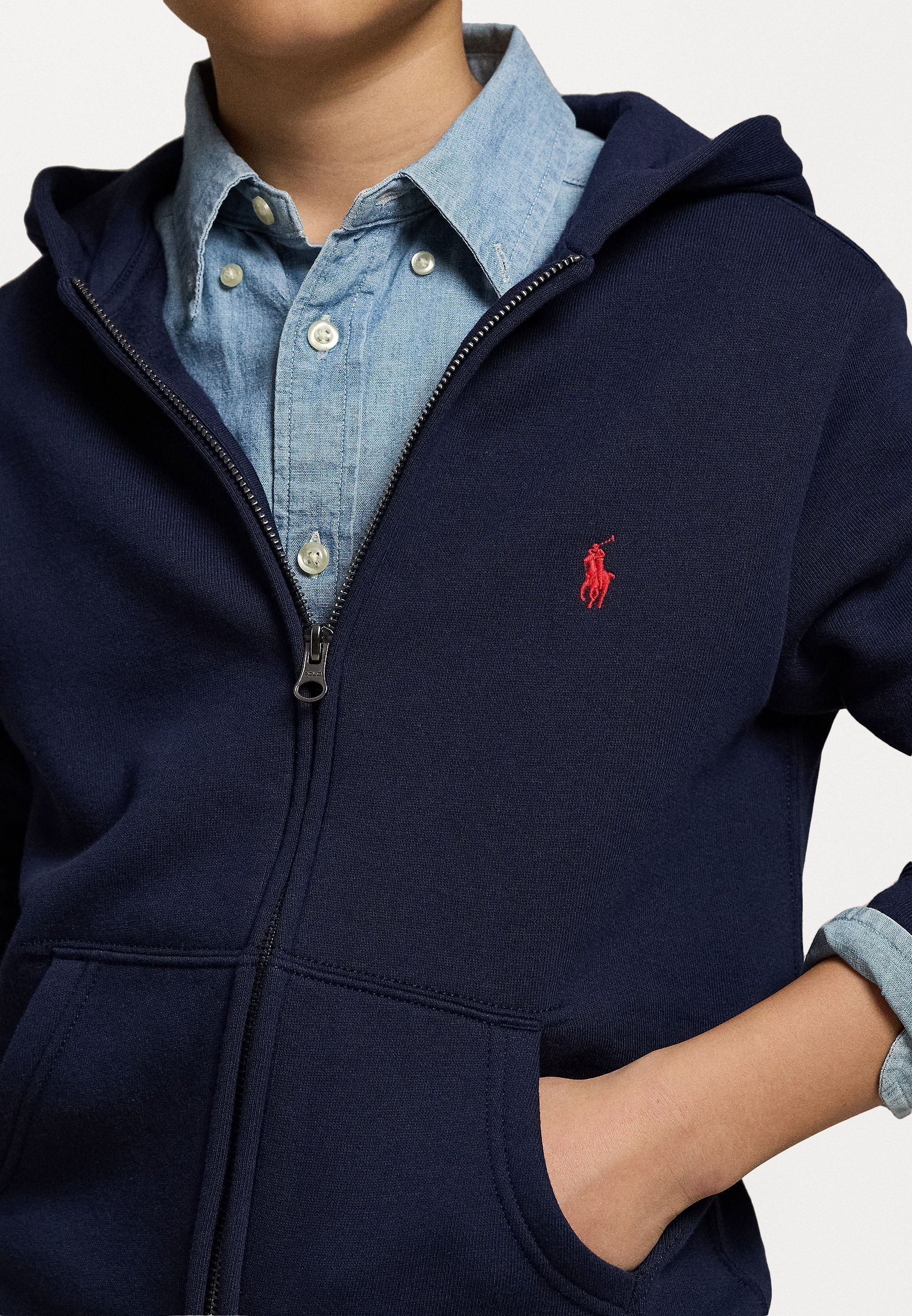 Polo Ralph Lauren hoodie van katoenmix fleece - Sweatshirt met rits - marineblauw