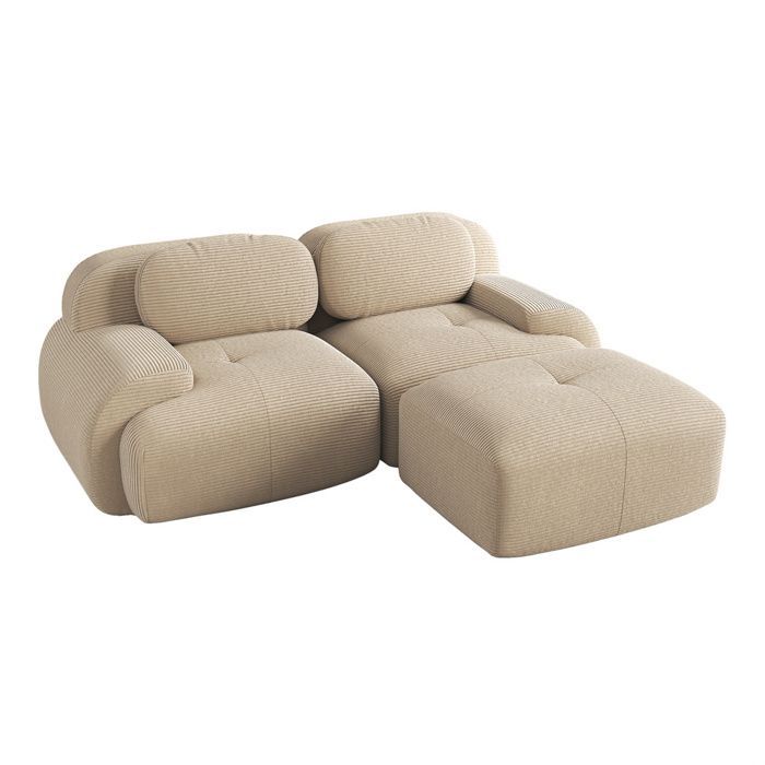 DRIPEX 2-sits hörnsoffa i mjuk manchester, modulsoffa med böjda armstöd, ingen montering krävs, för vardagsrum, beige