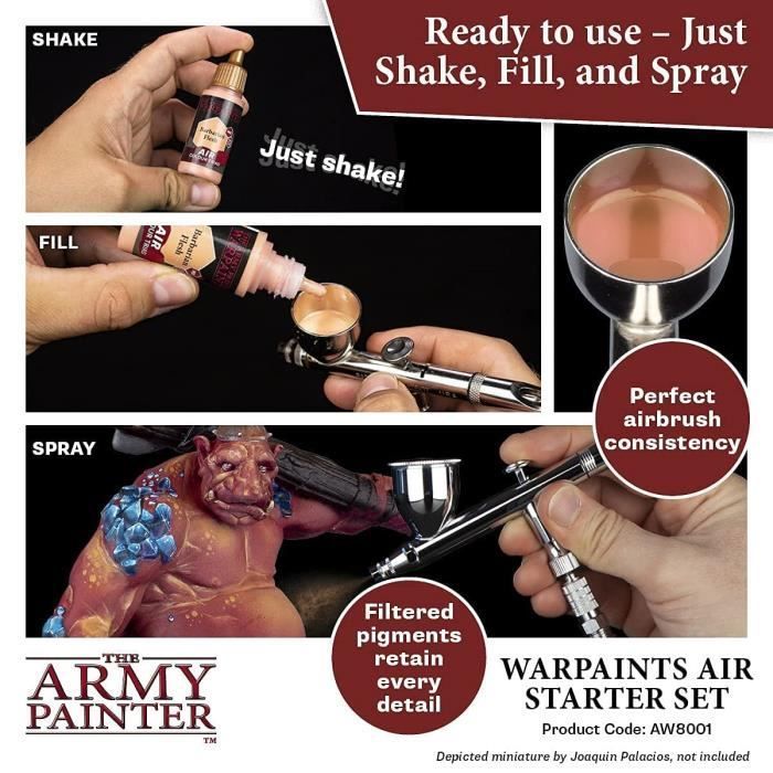 Acrylverfset - The Army Painter - Warpaints Air - 12 kleuren verf - Niet-giftige primer - Airbrush