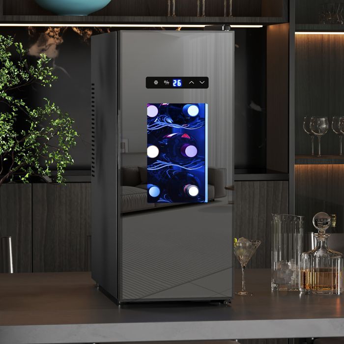 Cantinetta vini - HOMCOM - 12 bottiglie 30L - doppia termoelettrica e silenziosa - controllo della temperatura 8-18°C - nera