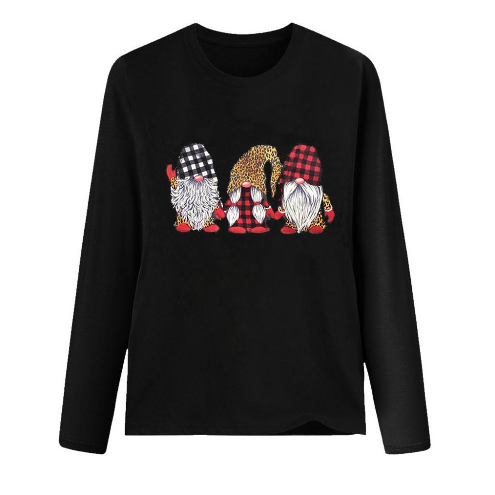 Blusa de mujer con estampado navideño, cuello redondo, manga larga, estilo casual, tallas grandes, para mujer, Blusas Feminina 2020
