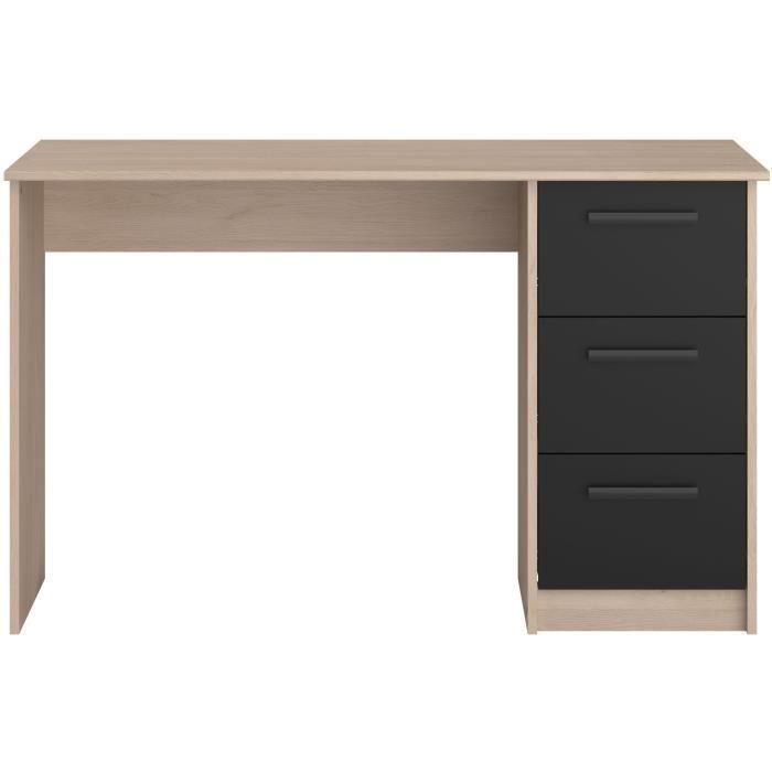 Scrivania lineare PARISOT con 3 cassetti - Finitura rovere/nero - L 121,4 x P 55 x H 74,5 cm - ESSENTIAL