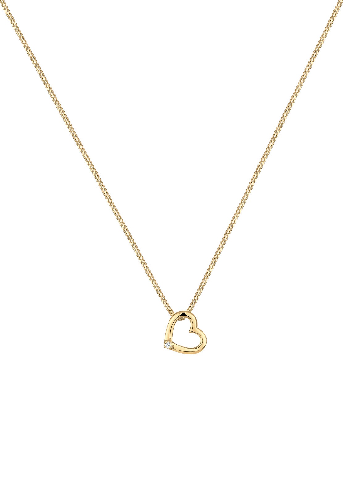 Elli DIAMONDS Femmes Pendentif Coeur Amour Délicat avec Diamant (0.015 ct.) en Argent Sterling 925