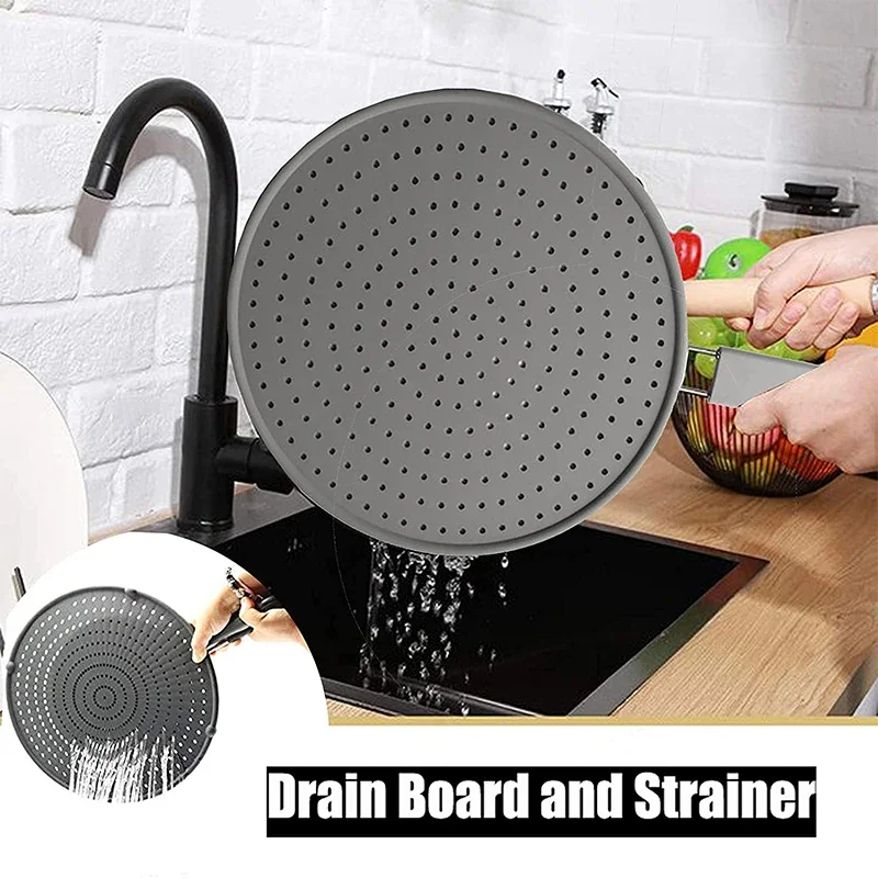 Pare-éclaboussures de cuisine en silicone avec poignée, résistant à la chaleur, protection anti-éclaboussures d'huile, couvercle d'égouttoir, couvercle de poêle à frire