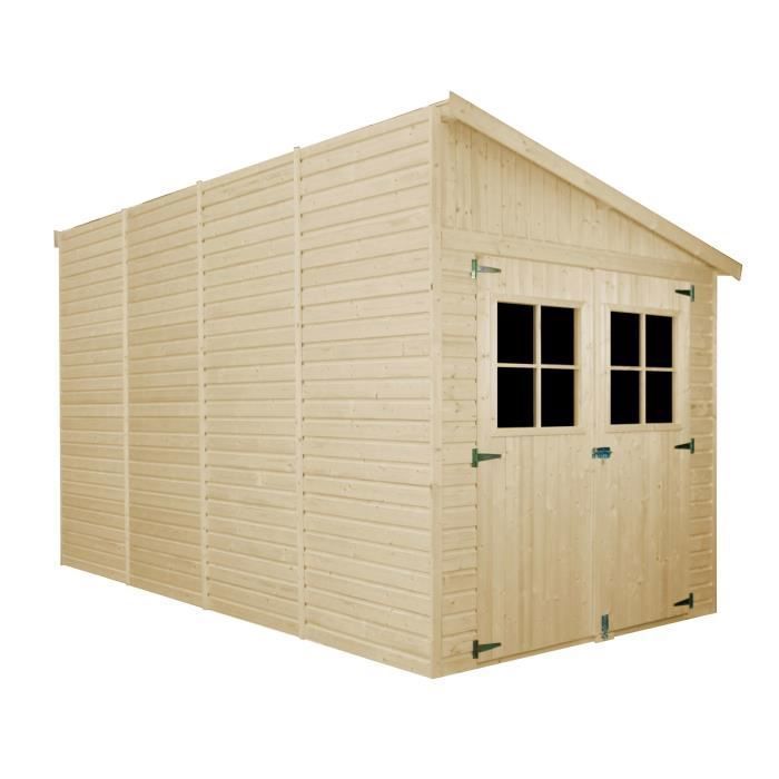 Caseta de jardín de madera TIMBELA de 8 m² - Pino/Abeto - 244 x 211 x 416 cm - Construcción de paneles - M340A
