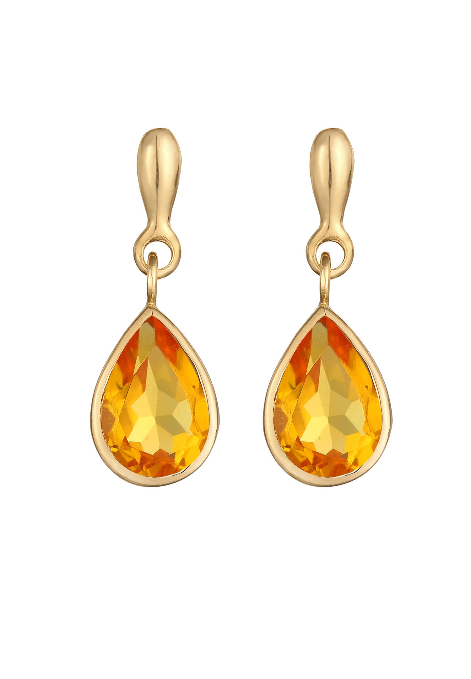 Elli PREMIUM Elli PREMIUM Boucles d'oreilles Femmes Pendentif d'oreilles Goutte élégante avec citrine en argent sterling 925 plaqué or